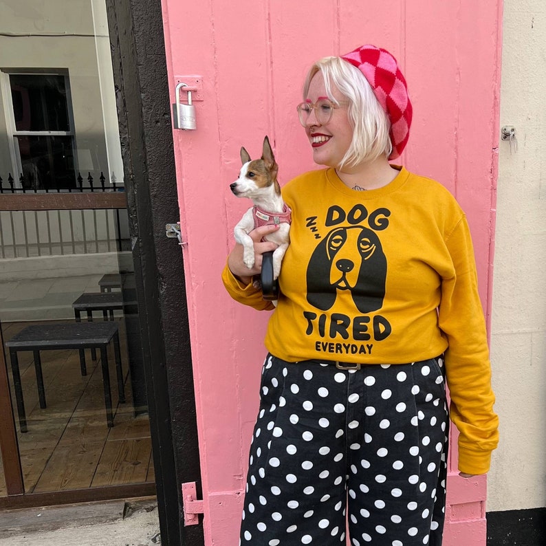 DOG TIRED EVERYDAY Cosy Mustard Sweatshirt image 1