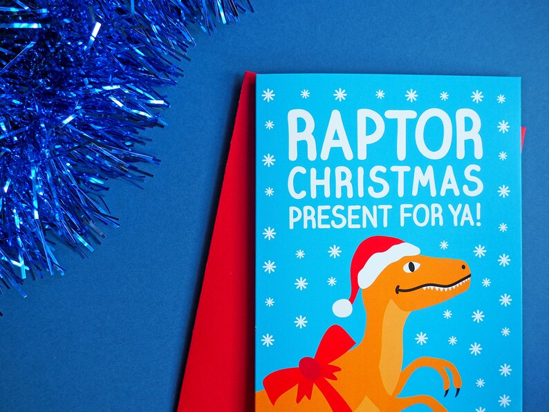 Dinosaur Christmas Cards, Funny Holiday Card Set, Raptor Christmas Cards, Alternative Xmas Cards, Christmas Dinosaur Card, Mulled Wine Card image 2