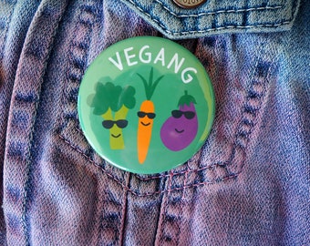 Vegan Badge, Vegang Button Badge