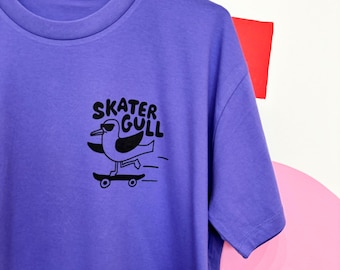 Skater Girl Boxy T-shirt in Purple - Skatboarder T-shirt