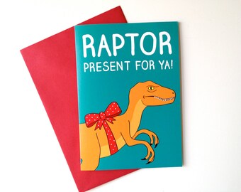 Funny Dinosaur Birthday Card, Raptor Birthday card, funny dino birthday card, Jurassic Park card, Velociraptor card, funny boyfriend birthd