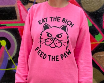 Eat The Rich Cat Jumper - Pink Jumper