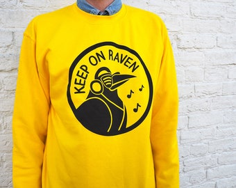 Keep On Raven Sweater, Yellow Raver Jumper, Rave Outfit