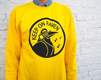 Keep On Raven Sweater, Yellow Raver Jumper, Rave Outfit