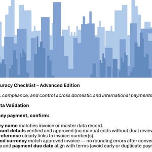 Payments Accuracy Checklist: Domestic & International Payment Validation