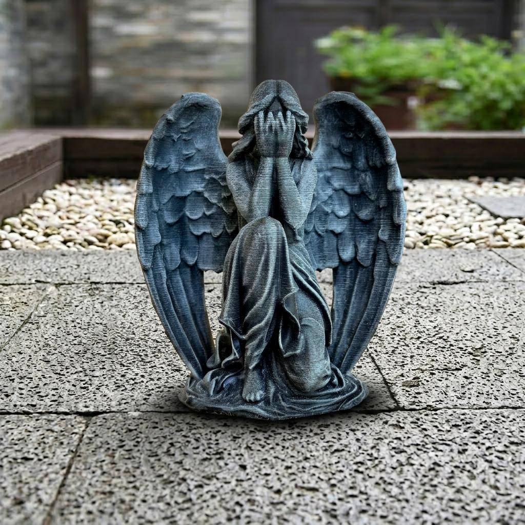 Crying Angel Concrete Statue Memorial Guardian Angel Sculpture Grieving ...