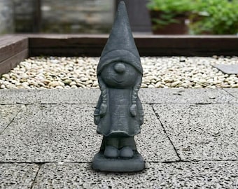 Nordic Girl Gnome Outdoor Decor Cute Tomte Elf Ornament Stone Fantasy Figure Cement Yard Accent Scandinavian Garden Yard Decoration Gift