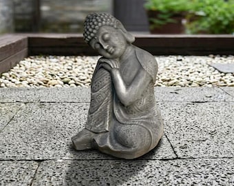 Sleeping Buddha Statue Concrete Meditation Sculpture Zen Garden Ornament Outdoor Yard Decor Stone Figurine Spiritual Lawn Yoga Decoration