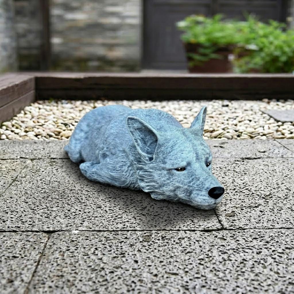 Sleeping Dog Statue Outdoor Garden Sculpture Resting Puppy Figurine Cute Pet Memorial Yard Decor Cement Animal Ornament Tired Dog Figure