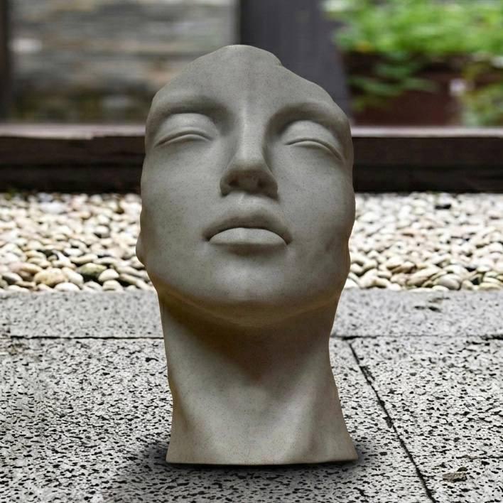 Abstract Female Bust Concrete Statue Woman Head Sculpture Cement Face ...