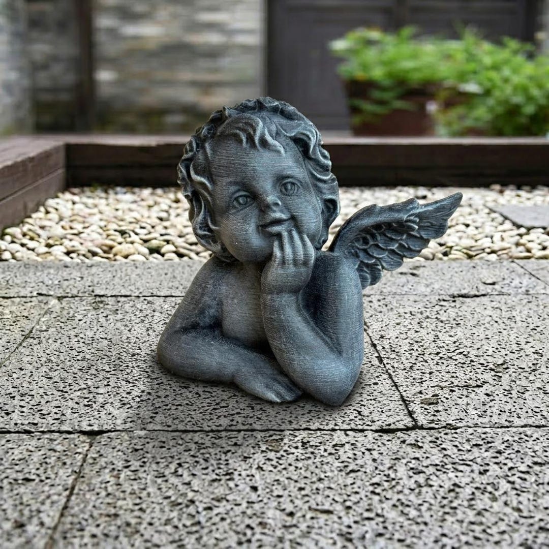 Cute Cherub Angel Statue Concrete Garden Sculpture Baby Angel Figurine ...