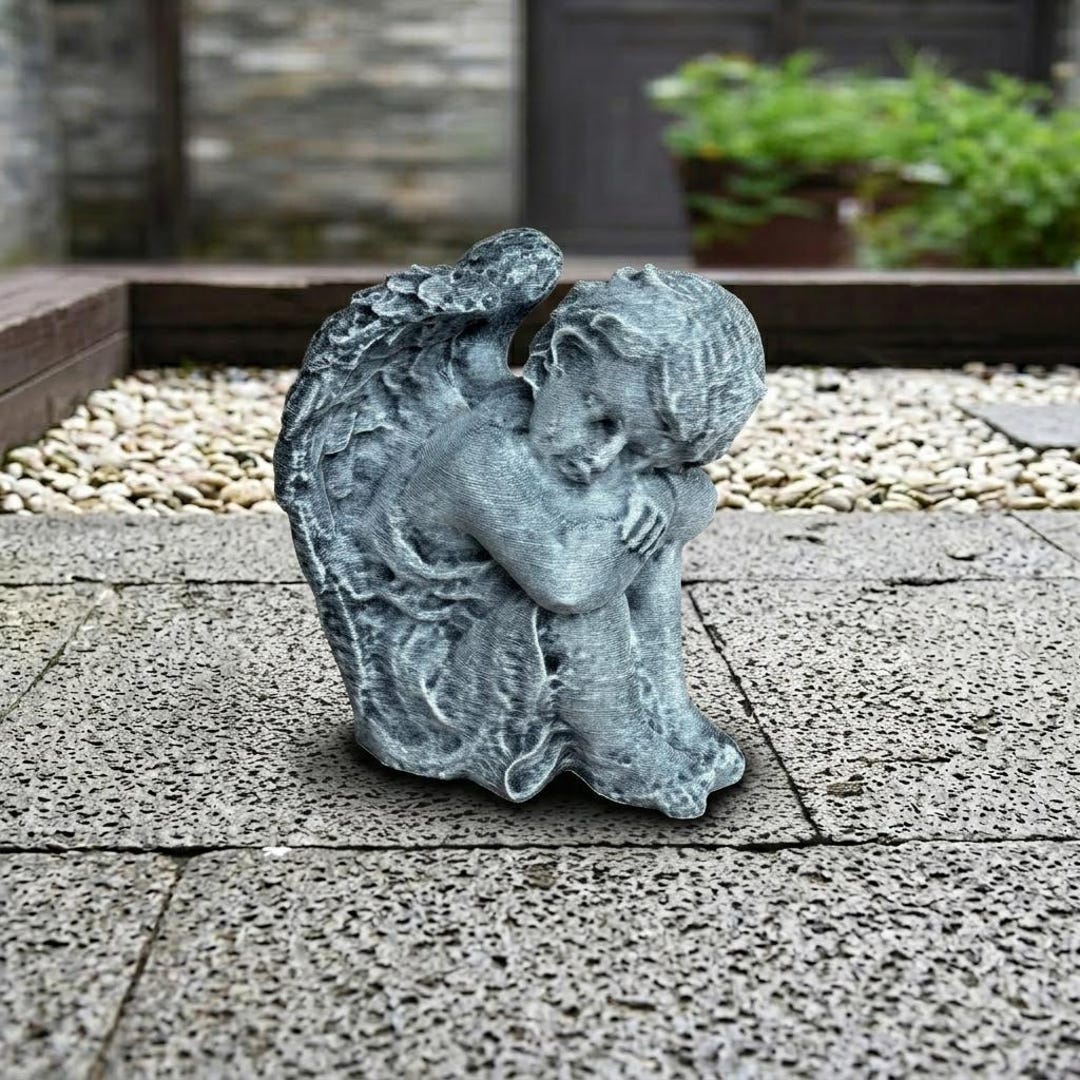 Sleeping Baby Angel Cherub Statue Concrete Garden Sculpture Peaceful ...