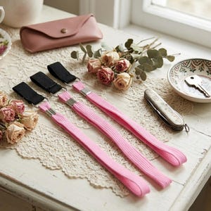 Correa rosa para bastón con asa de seguridad y agarre firme (paquete de 3)