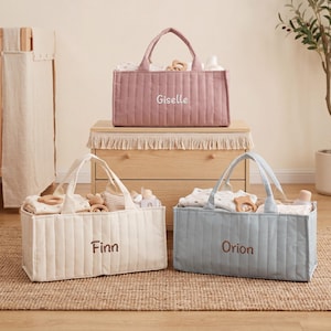 Personalized Embroidered Diaper Caddy Organizer, Custom Name Baby Storage Tote Bag, Portable Baby Changing Caddy, Newborn Baby Shower Gift
