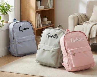 Personalized Embroidered Backpack, Custom Name School Bag, Minimalist Back to School Gift for Kids Teens, Customized Travel Daypack
