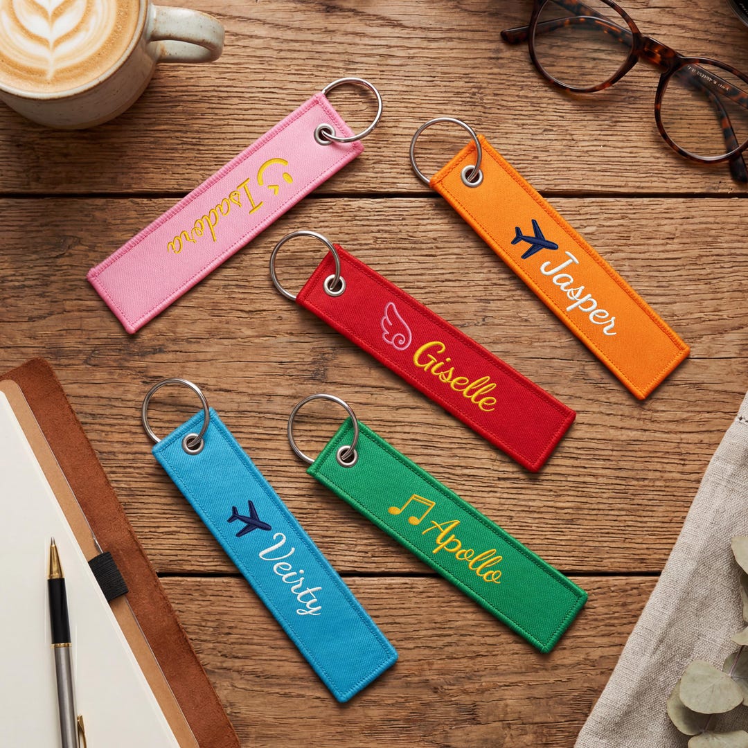 Custom Embroidered Keychain, Personalized Name Key Fob, Luggage Tag ...