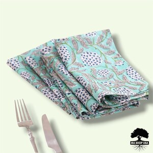 Tovaglioli di cotone con stampa floreale: tovaglioli stampati a mano, decorazioni per la casa, decorazioni in stile rustico.
