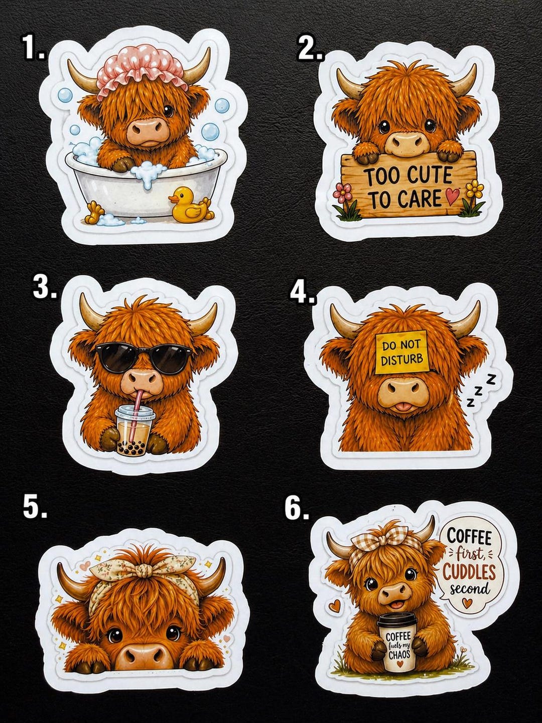 Highland Cow Stickers, Waterproof Decals for Laptops, Bottles - Etsy