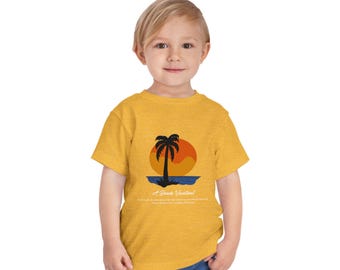 Retro Sunset Palm Tree Toddler Tee | Tropical Beach Graphic