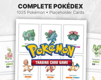 Complete Pokédex afdrukbare pdf, 1025 Pokémon-plaatshouders, mapkaarten en tracker