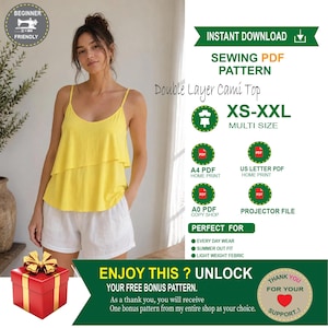 Double Layer Cami Top PDF Pattern-Digital sewing pattern-download instantly with detailed instruction