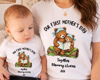 Personalized Mama Bear First Mother's Day Matching Set, New Mom Gift