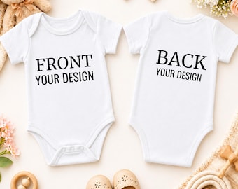 Custom Baby Bodysuit, Personalized Infant Outfit, Baby Name Bodysuit, Front and Back Custom Text Baby Shirt, Birthday Party Gift