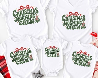 Camisetas navideñas para el equipo, camiseta navideña de cuello en V para mujer, camisetas navideñas familiares a juego, conjunto navideño para adultos, niños y bebés.