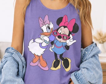 Retro Minnie Daisy Tank Top, Comfort Colors 9360 White Disney Graphic Tee, Disney Trip Shirt,Vintage Disney Friends Tee,Best Friend Gift Te