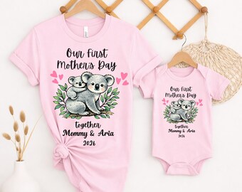 First Mother's Day Koala Shirt, Personalized Mama and Baby Matching Outfit, New Mom Gift