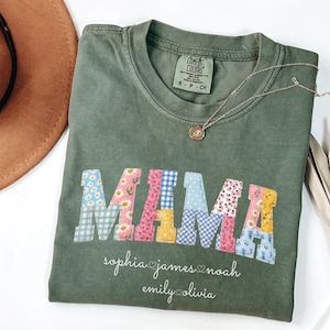 Personalized Gigi Patchwork Shirt, Comfort Colors® Grandma Tee, Custom Nana Gift