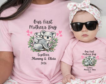 First Mother's Day Koala Shirt, Personalized Mama and Baby Matching Outfit, New Mom Gift