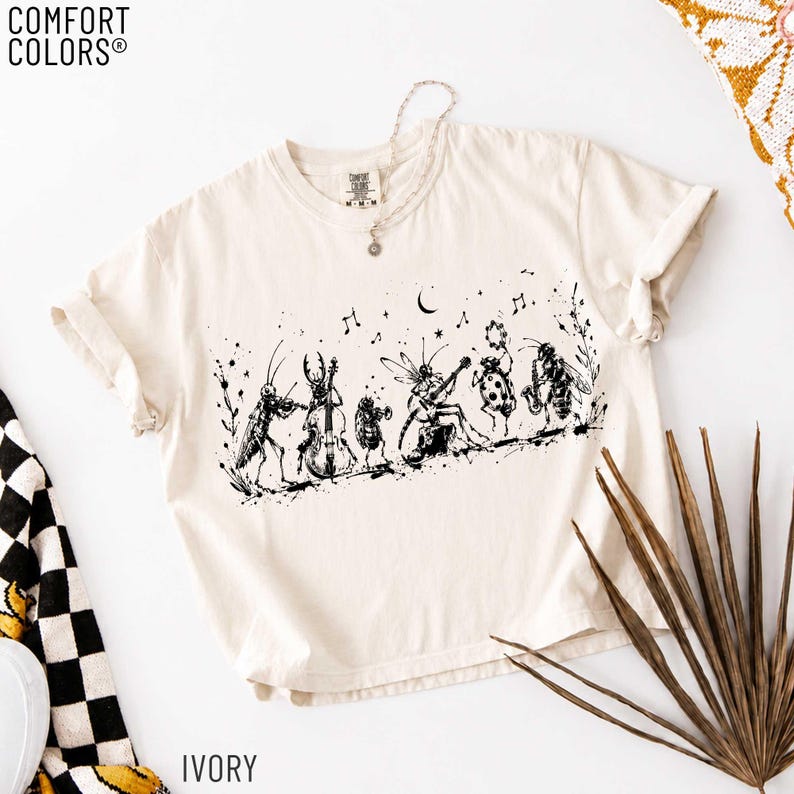 Vintage Insect Boxy Tee, Cute Bug Graphic Shirt, Nature Lover Tee, 90s Aesthetic Comfort Colors Shirt, Garden Style Gift image 3