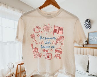 Boxy-T-shirt USA 250, shirt The Summer USA Turned 250, crop-top 250e verjaardag, shirt 4 juli patriottisch