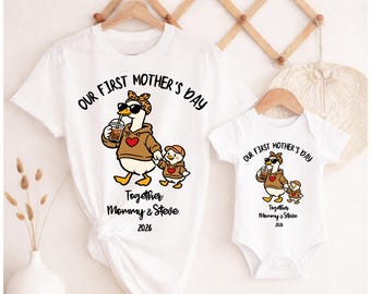 Personalized Silly Goose Mama and Baby First Mother’s Day Shirt Set