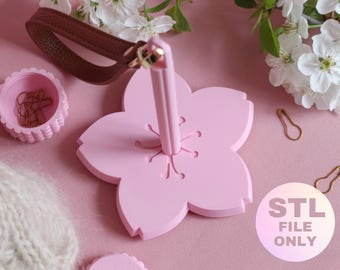 Sakura Bloom Yarn Spinner STL, 3D Printable Flower Yarn Holder, Digital Download
