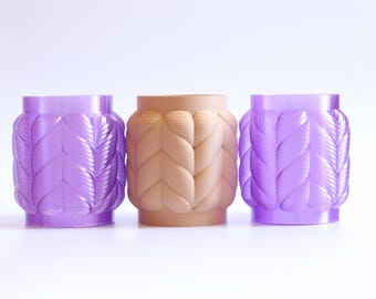 Pencil Holder STL, 3D Printable Desk Organizer, Cozy Knit Texture Cup