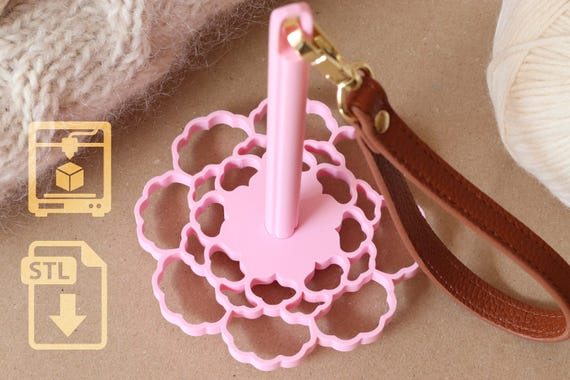 Peony Flower Yarn Spinner STL, Crochet Holder 3D Print File for Knitters