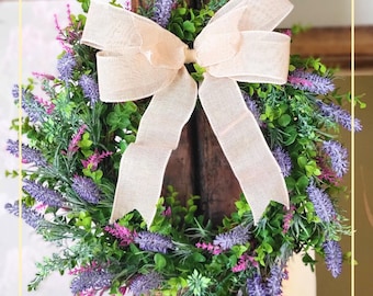 Pink and Purple Dusty Lavender Artificial Floral Wreath Door Hanger Decor