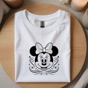 Pakiet PNG Myszki Minnie, Czarno-biała grafika liniowa Minnie, Projekt w stylu tatuażu zdjęcie 2
