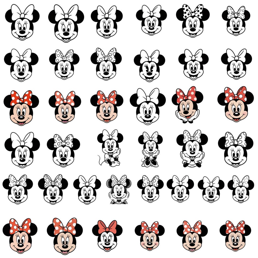 Mini Mouse Rear Face Minnie Mouse Head PNG Bundle, Minnie Face Clipart PNG - Etsy