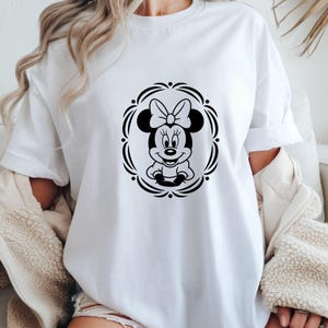 Pakiet PNG Myszki Minnie, Czarno-biała grafika liniowa Minnie, Projekt w stylu tatuażu zdjęcie 5