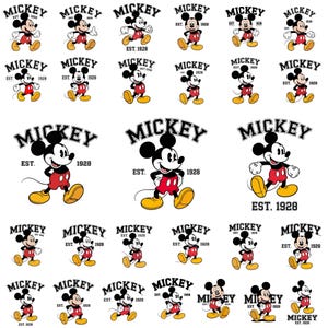 Mickey Mouse PNG Bundle, Vintage Mickey 1928 Clipart, Cartoon Mouse PNG, Retro Character PNG, Sublimation Design image 1