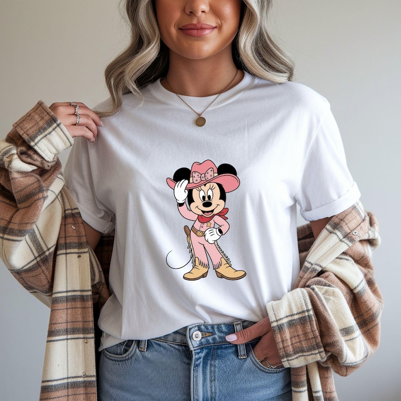 Minnie Mouse Cowgirl PNG Bundle, Cute Western Cartoon Girl Clipart Pack image 8