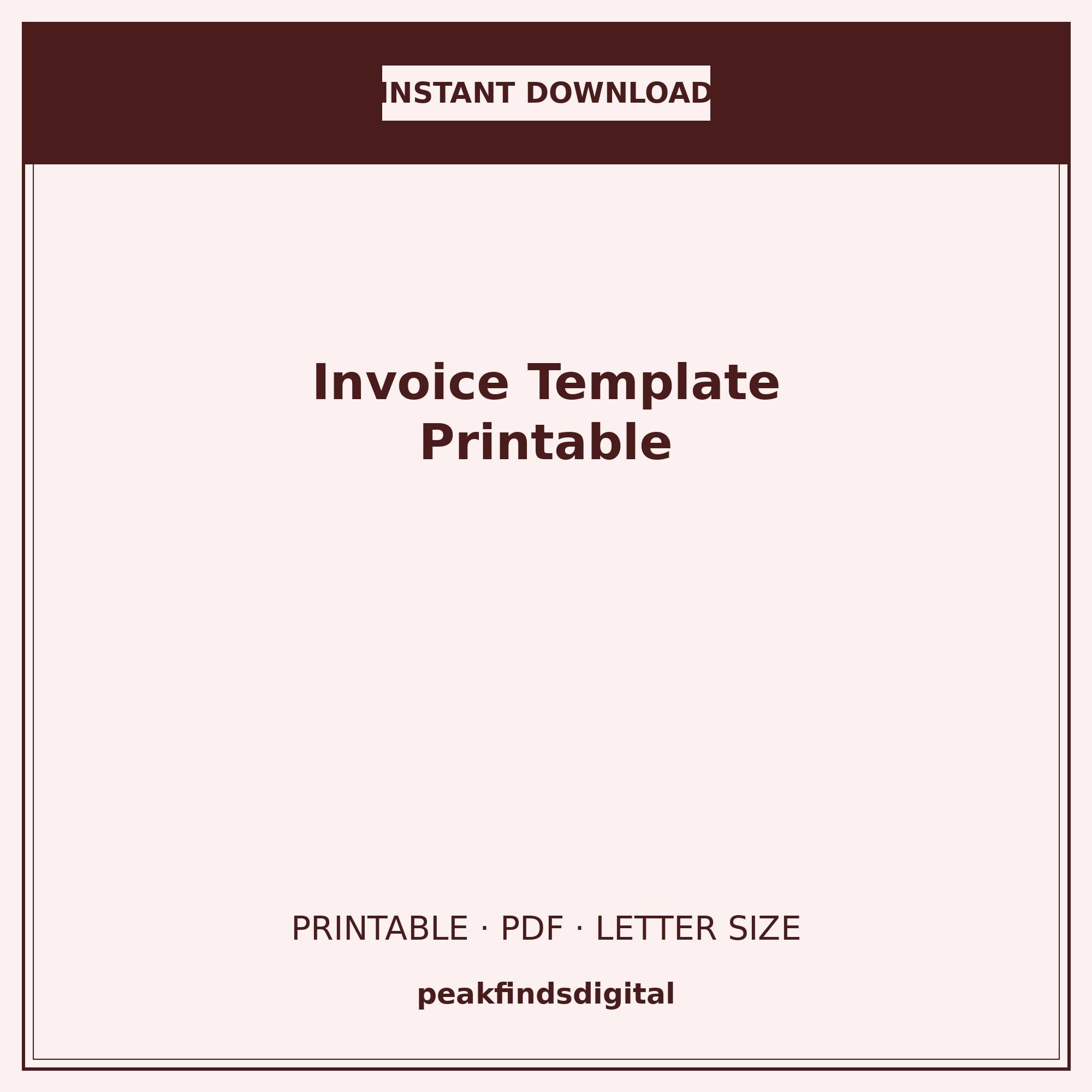 Invoice Template Printable | Small Business Invoice | Freelancer ...