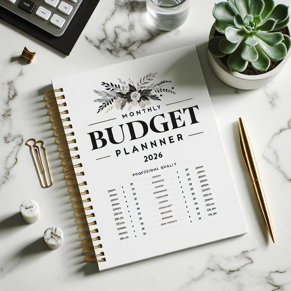 2026 Monthly Budget Planner Printable | Finance Tracker | Instant