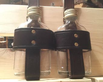 Steampunk Double 150ml bottle holster, Free Worldwide Delivery. apothecary, LRP, LARP, Steampunk holster made from top quality leather