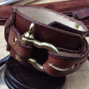 Steampunk leather cuff, bracelet. Made to order handmade leather cuff. Free UK delivery.