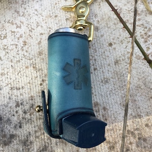 Inhaler sleeve for asthmatics. Free UK Delivery. full grain, veg tan leather sleeve, steampunk accessory image 1