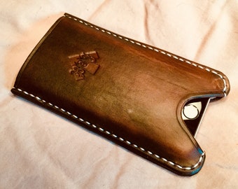 Standard phone slip case in veg tan leather